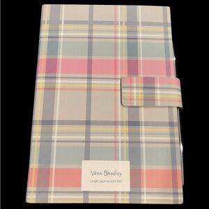 Vera Bradley Large Pastel Plaid Journal with Pen (NWT)